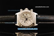 Breitling Chronomat B01 Chronograph Miyota Quartz Movement Beige Dial with Silver Markers and Black Leather Strap