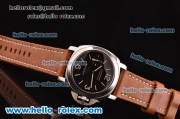 Panerai Luminor Marina Swiss ETA 6497 Manual Winding Steel Case with Black Dial and Brown Leather Strap