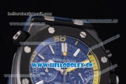 Audemars Piguet Royal Oak Offshore Diver Chrono Miyota OS20 Quartz PVD Case with Blue Dial Stick Markers and Blue Rubber Strap (EF)