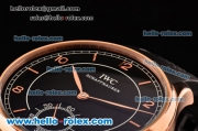 IWC Portuguese Vintage Asia 6497 Manual Winding Rose Gold Case with Black Dial and Stick/Numeral Markers