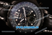 Breitling Chronospace Swiss Valjoux 7750 Automatic PVD Case with White Markers Black Dial and Black Leather Strap