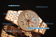 Breitling Montbrillant Swiss Valjoux 7750 Automatic Full Rose Gold with White Dial and Stick Markers