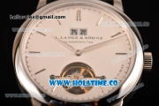 A.Lange&Sohne Saxonia Tourbillon Asia Automatic Steel Case with White Dial Black Leather Strap and Silver Stick Markers