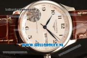 Longines Master 2824 Auto Steel Case with White Dial and Brown Leather Strap