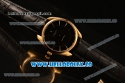 Omega De Ville Tresor Master Co-Axial Clone 8800 Automatic Yellow Gold Case with Black Dial and Black Leather Strap - (YF)