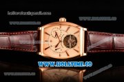 Vacheron Constantin Malte Tourbillon Power Reserve Swiss Tourbillon Manual Winding Rose Gold Case with Beige Dial Stick Markers and Brown Leather Strap