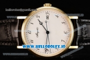 Breguet Classique Japanese Miyota 9015 Automatic Movement Yellow Gold White Dial and Arabic Numeral Markers Leather Strap (FF)