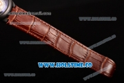 Cartier Rotonde De Miyota Quartz PVD Case with Black Dial and Brown Leather Strap