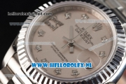 Rolex Datejust Swiss ETA 2671 Automatic Steel Case with Silver Dial Diamonds Markers and Steel Bracelet (BP)