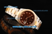 Rolex Datejust II Oyster Perpetual Automatic Movement Steel Case with Diamond Markers and Rose Gold Bezel-Two Tone Strap