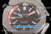 Audemars Piguet Royal Oak Offshore Diver Clone AP Calibre 3120 Automatic Steel Case with Black Dial Orange Rubber Strap and White Stick Markers (EF)