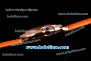 Cartier Ballon Bleu Swiss Quartz Rose Gold Case with Orange Leather Strap Diamond Bezel and Orange Dial