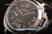 Panerai Luminor Marina Fu PAM 366 Swiss ETA 6497 Manual Winding Steel Case with Black Dial and Black Leather Strap