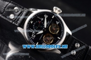 IWC Big Pilot Double Tourbillon Asia ST28 Automatic Steel Case with Black Dial and Black Leather Strap Stick/Arabic Numeral Markers