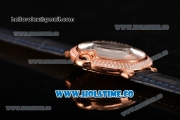 Cartier ballon bleu de Cartier Swiss Quartz Movement Rose Gold Case with Diamond Bezel and Leather Strap