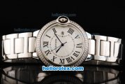 Cartier Automatic Movement Silver Case with Diamond Bezel-White Dial and Rome Markers-SS Strap