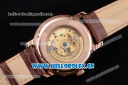 Audemars Piguet Jules Audemars Dual Time Asia ST25 Automatic Rose Gold Case Silver Dial Stick Markers and Brown Leather Strap