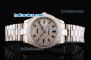 Rolex Day-Date II Automatic Movement Full Steel with Diamond Dial and Bezel