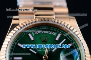 Rolex Day-Date Swiss ETA 2836 Automatic 18K Rose Gold Case with Green Dial Stick Markers and 18K Rose Gold Bracelet (BP)