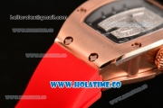 Richard Mille RM007 Miyota 6T51 Automatic Rose Gold Case with Diamonds Dial and Red Rubber Strap