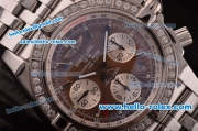 Breitling Chronomat B01 GMT Swiss Valjoux 7750 Automatic Steel Case/Strap with Diamond Bezel and Brown Dial