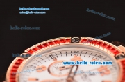 Hublot Big Bang Chronograph Miyota OS20 Quartz Rose Gold Case With Red Diamond Bezel White Dial and Orange Rubber Strap