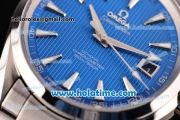 Omega Seamaster Aqua Terra 150M Perfect Clone 8500 Automatic Full Steel with Blue Dial and Stick Markers - 1:1 Original (Z)