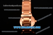 Cartier Rotonde De Miyota Quartz Rose Gold Case/Bracelet with Black Dial and Diamonds Bezel