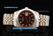 Rolex Datejust II Oyster Perpetual Automatic Movement Steel Case and Strap with Brown Dial and Diamond Markers