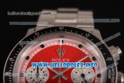 Rolex Daytona Vintage Chrono Miyota OS20 Quartz Steel Case/Bracelet with Red Dial and Point Markers - White Inner Bezel