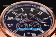 Ulysse Nardin Maxi Marine Chrono Swiss Valjoux 7750-SHG Automatic Rose Gold Case with Black Dial and Roman Numeral Markers (EF)