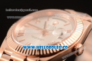 Rolex Day-Date Clone Rolex 3235 Automatic Rose Gold Case with Silver Dial Roman Numeral Markers and Rose Gold Bracelet (CF)