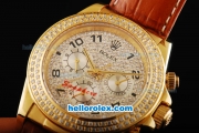 Rolex Daytona Automatic Movement Gold Case with Diamond Bezel-Diamond Dial and Black Numeral Hour Markers