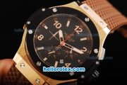 Hublot Big Bang Chronograph Quartz Movement PVD Bezel Rose Gold Case and Marking with Black Dial