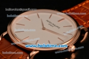 Patek Philippe Calatrava Miyota OS2035 Quartz Rose Gold Case with White Dial and Stick Markers