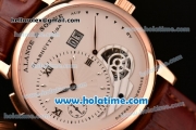 A.Lange&Sohne Lange 1 Tourbillon Asia Automatic Rose Gold Case with Brown Leather Bracelet and White Dial