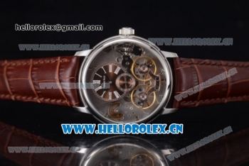 Audemars Piguet Jules Audemars Skeleton Tourbillon Asia ST25 Automatic Steel Case Brown Dial Roman Numeral Markers and Brown Leather Strap