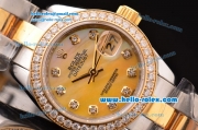 Rolex Datejust Lady 2813 Automatic Two Tone Case with Diamond Bezel and Two Tone Strap ETA Coating