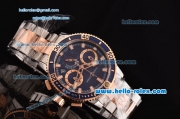 Ulysse Nardin Maxi Marine Diver Chrono Japanese Miyota OS20 Quartz Two Tone Case with Two Tone Strap and Blue Dial