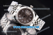 Rolex Datejust Clone Rolex 3135 Automatic Stainless Steel Case/Bracelet with Grey Dial and Stick Markers (BP)