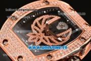 Richard Mille RM025-01 Miyota 6T51 Automatic Diamonds/Rose Gold Case with Black Dial and Black Rubber Strap