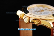 Rolex Daytona Oyster Perpetual Chronometer Automatic Gold Case with White Dail and Number Marking-Leather Strap