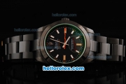 Rolex Milgauss Swiss ETA 2836 Automatic Movement full PVD with Black Dial and White/Yellow Stick Markers-PVD Strap