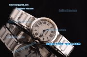 Cartier Ballon Bleu Small Swiss Quartz Stainless Steel Case Roman Markers with Stainless Steel Strap and White Dial