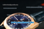 Omega Globemaster Annual Calendar Miyota 9015 Automatic Rose Gold Case with Blue Dial and Blue Leather Strap (AAAF)