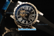 Roger Dubuis Excalibur Swiss Tourbillon Manual Winding Movement Steel Case with Black Dial and Black Rubber Strap