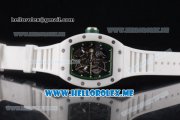 Richard Mille RM 055 Miyota 9015 Automatic Ceramic Case with Skeleton Dial White Rubber Strap and Dot Markers