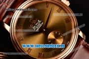 Omega De Ville Co-Axial Swiss ETA 2824 Automatic Rose Gold Case with Brown Leather Strap Gold Dial and Roman Numeral Markers