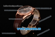 Rolex Cellini Time Asia 2813 Automatic Rose Gold Case with Brown Leather Strap Stick Markers and Black Dial (BP)