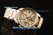 Cartier Calibre De Cartier Automatic Full Steel with White Dial and Big Calendar